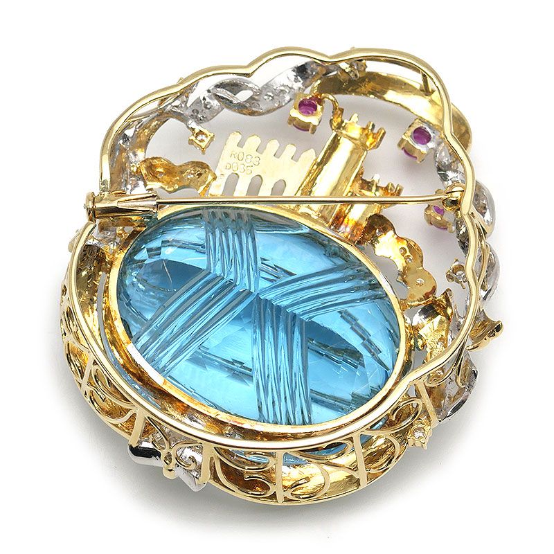 庄MZp223 天然ジェイダイト ヒスイ K18ゴールド ブローチ 鑑定書付