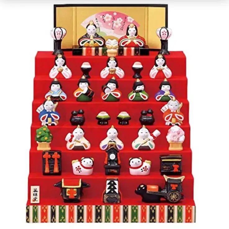薬師窯 七段飾り 錦彩花かざり雛 雛人形 ひな飾り コンパクト雛 お雛様 ひな祭り ひな人形 桃の節句 初節句 出産祝い お祝い 陶器の雛人形 おひなさま 小さなお雛様 縁起物 小さい雛人形 和モダン インテリア 現行モデル