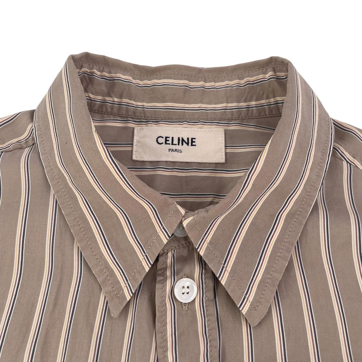 中古】 CELINE セリーヌ ストライプシルクシャツ 2C239080I