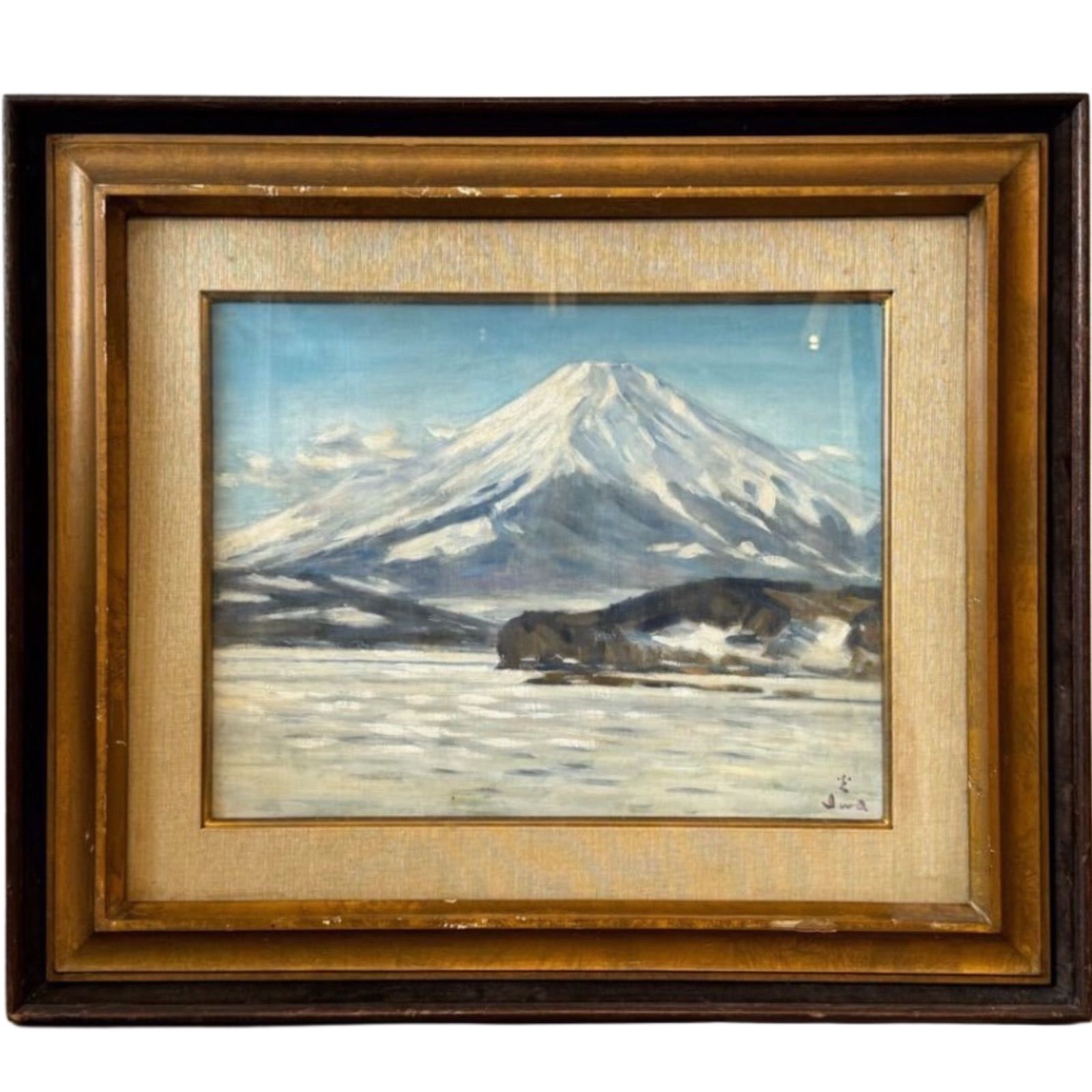 油彩画『風景』「悦」のサイン 絵画 向井潤吉 乗鞍岳 風景画 油絵 油彩 F6号 直筆 サイン入り