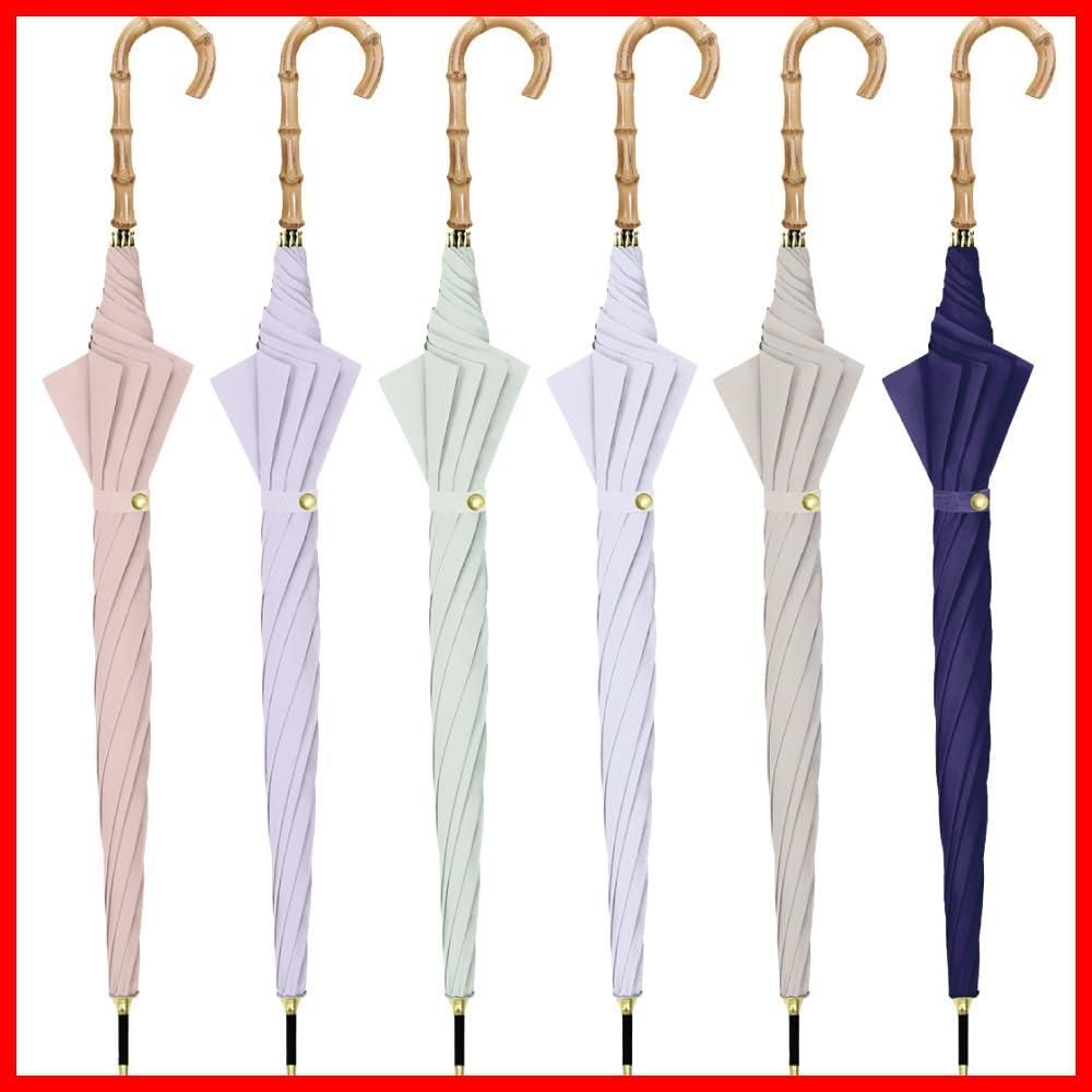 Natural Basic 婦人長傘 8本骨 中谷 バンブー無地 ラベンダー 714-062 ジャンプ 親骨サイズ 60 cm バンブー手元