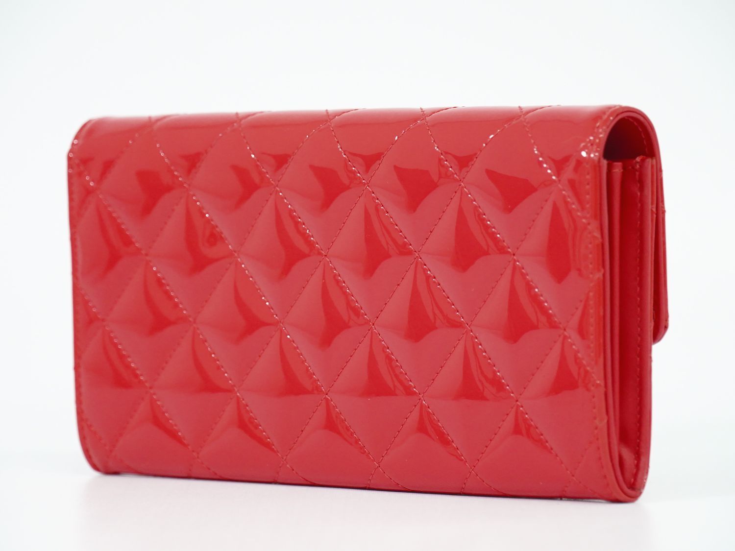 本物 CHANEL シャネル ココマーク マトラッセ 長財布 ロングウォレット パテント レザー レッド Matelasse 財布 ウォレット フォロー割