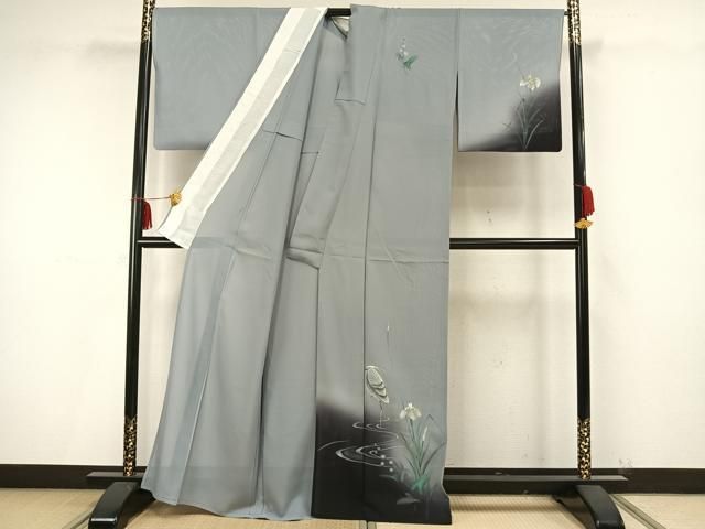 平和屋着物＊夏物 訪問着 絽 流水花鳥文 正絹 逸品 AAAX7807jd