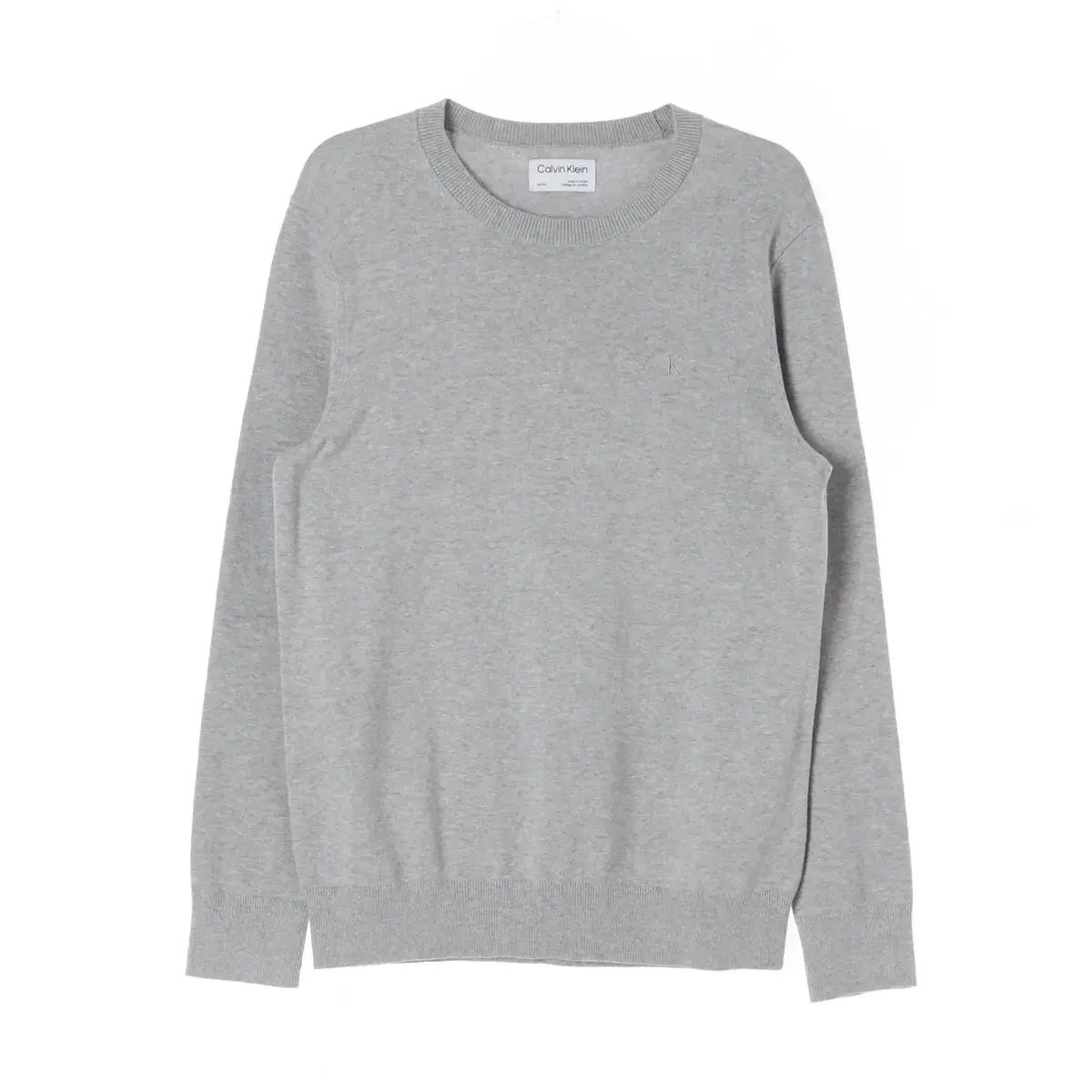 S Calvin Klein(カルバ・ンクライン) グレー コットン ラウンド ニット セーター セーター