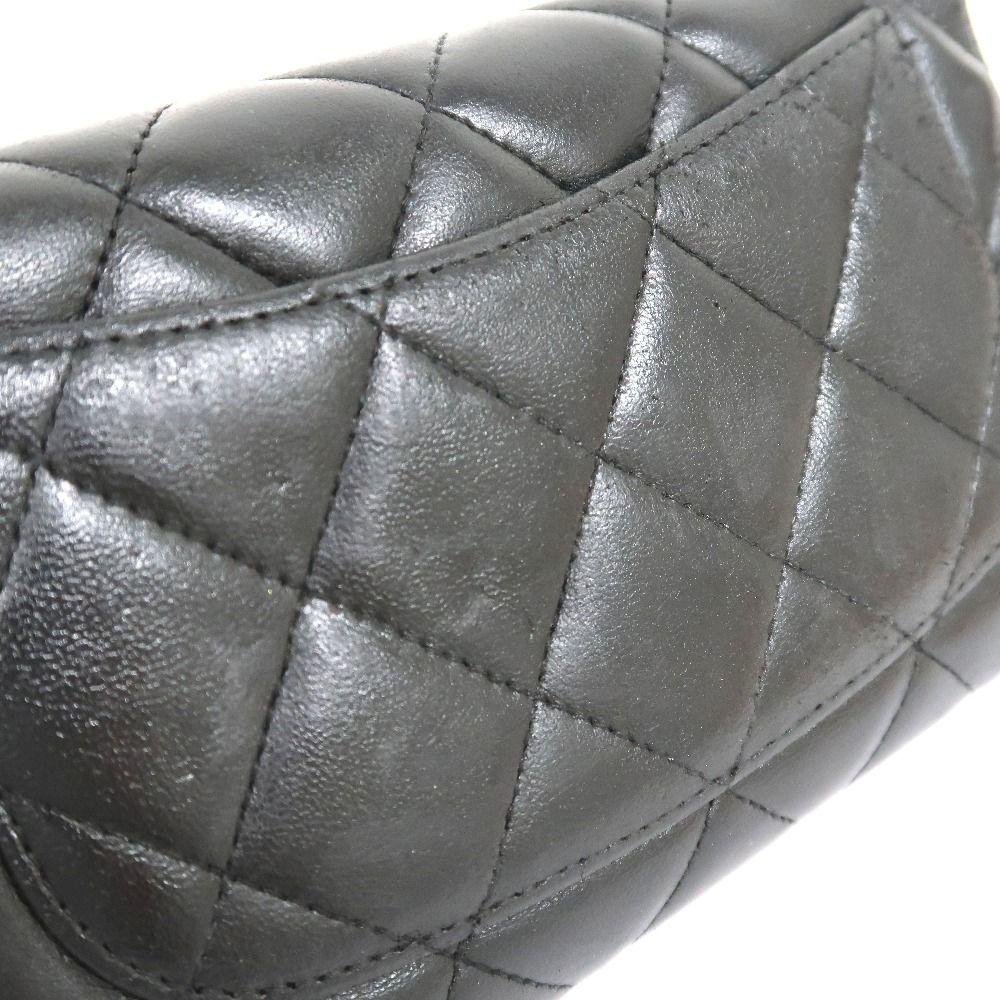 IT332091 シャネル 長財布 三つ折り マトラッセ ラムスキン ブラック  