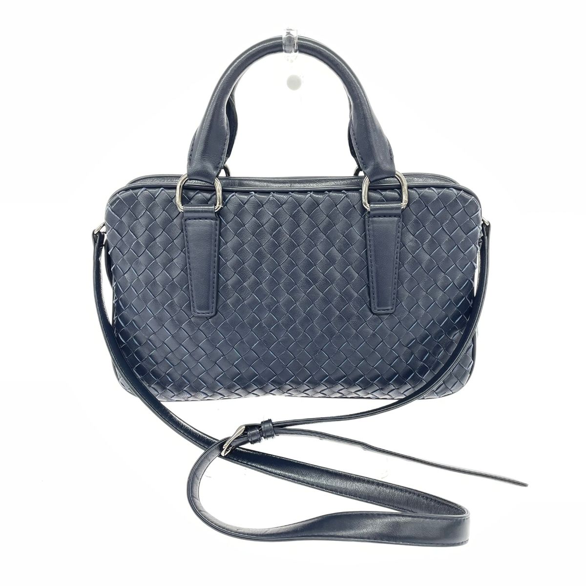 美品 HAMANO ハマノ 2WAYハンドバッグ 2WAYバッグ ネイビー ラムレザー 