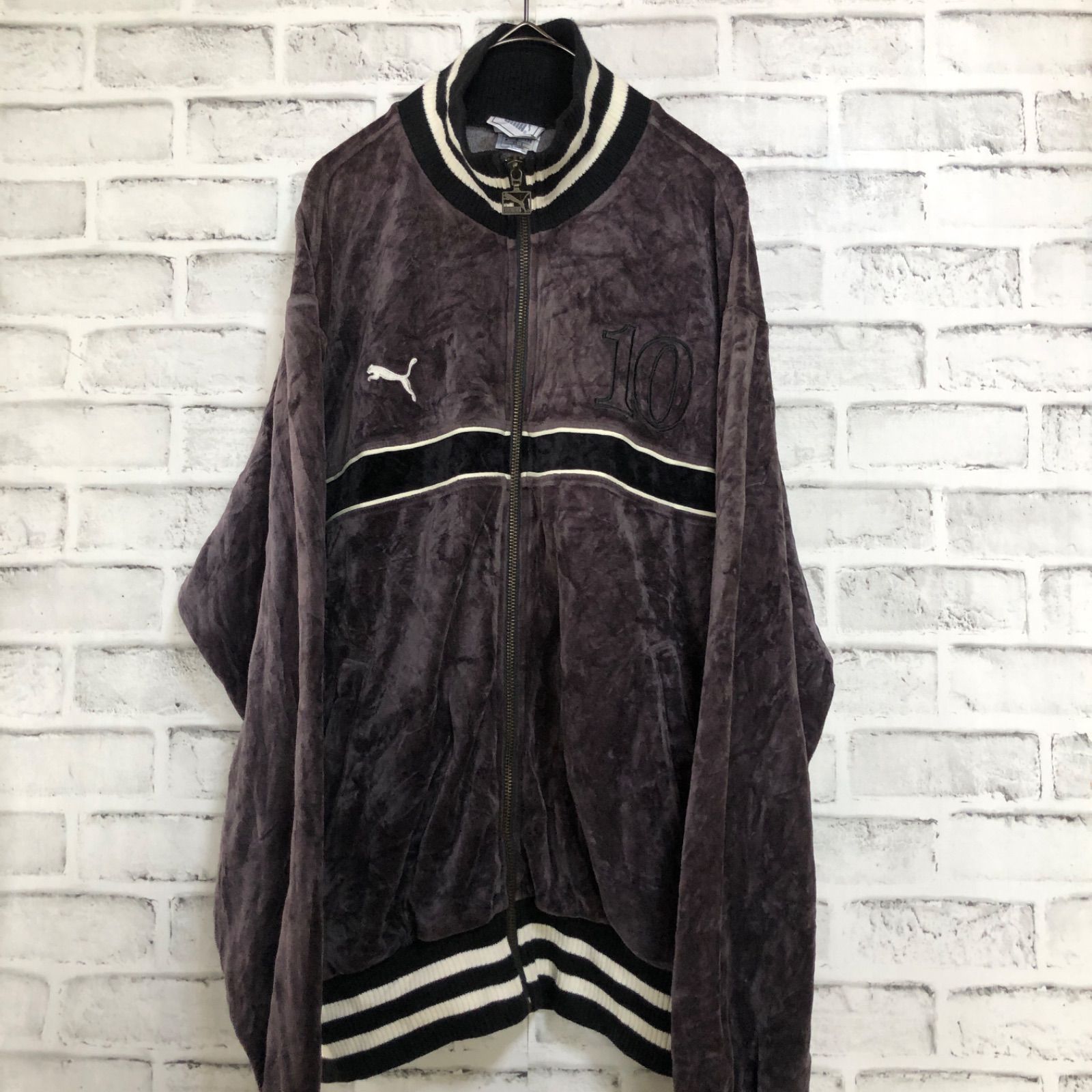 希少ベロア⭐️PUMA トラックジャケット/ジャージ L 刺繍プーマ/10ロゴ