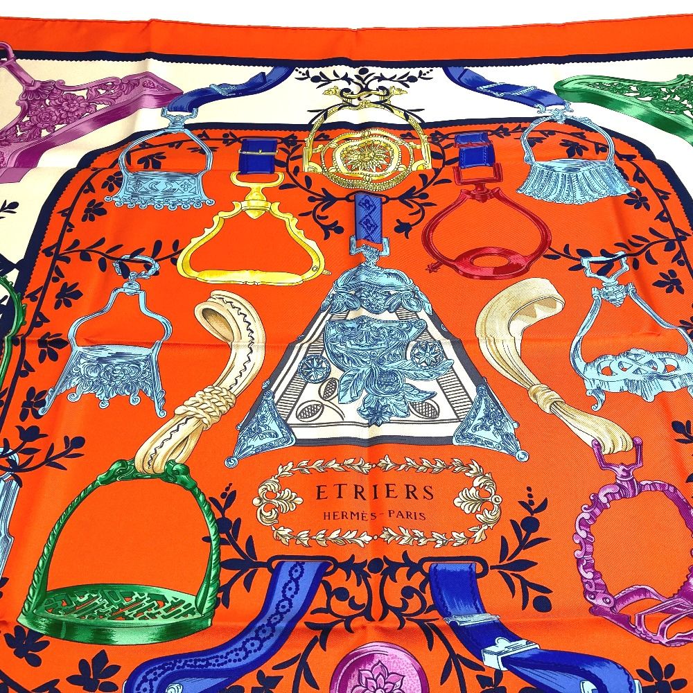 エルメス 鎧・リミックス Etriers Remix カレ90 スカーフ シルク
