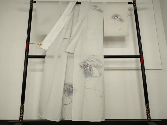 平和屋着物＊夏物 訪問着 絽 扇面花文 暈し染め 正絹 逸品