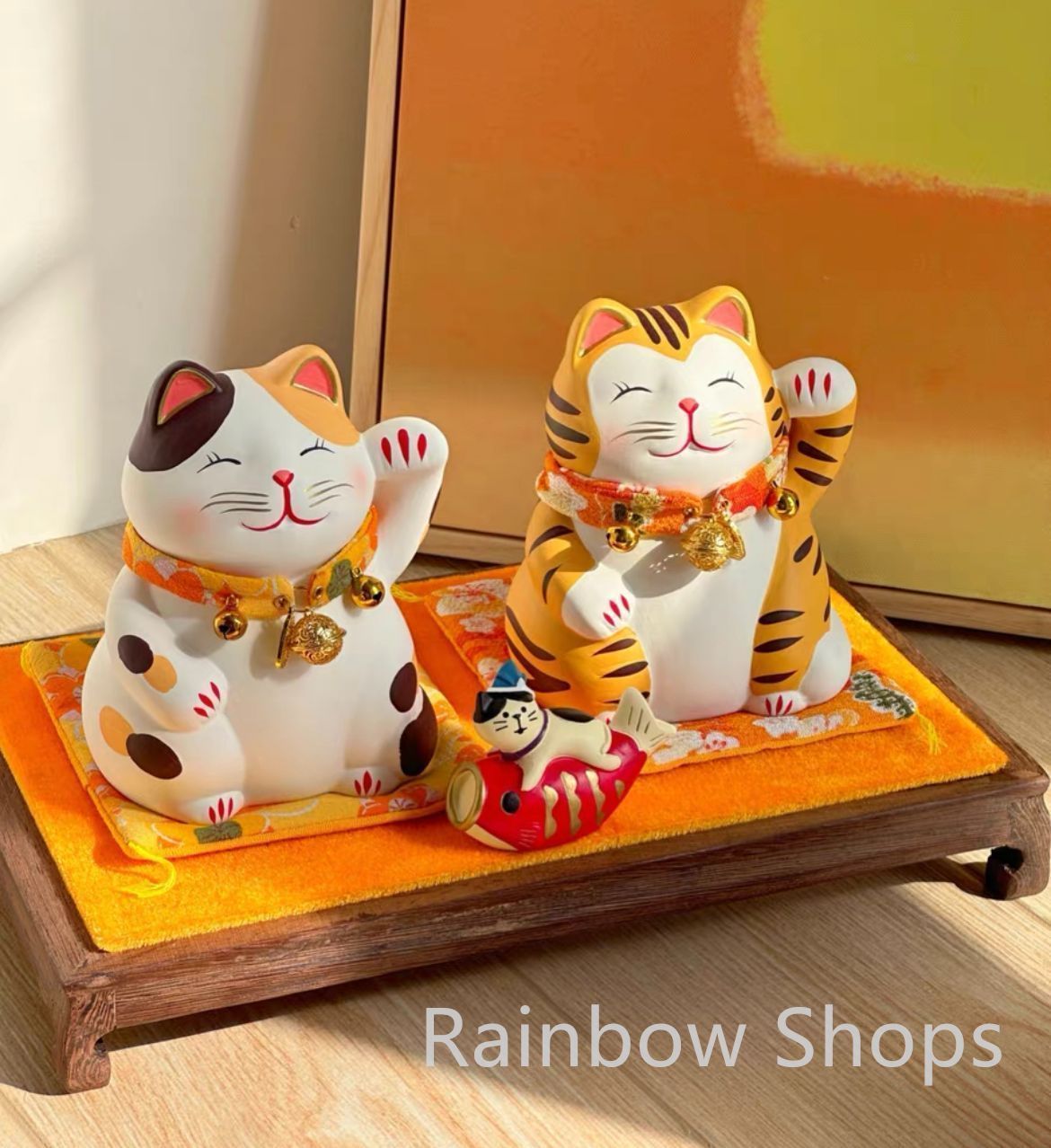 【♥︎】幸運な猫の置物 彫刻 化粧品 オフィステーブル 新品未使用】日本の幸運の猫の置物 セラミック 幸運の猫像 卓上