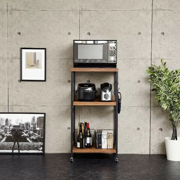 送料無料 ヴィンテージ風 レンジ台 レンジボード キッチン ワゴン 収納 棚