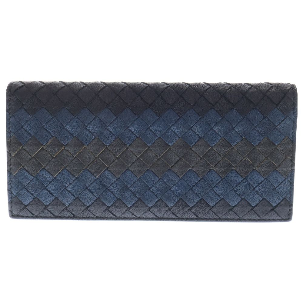 BOTTEGA VENETA イントレチャート レザー 二つ折り 長財布 ブルー BOTTEGA VENETA (ボッテガヴェネタ) イントレチャート 二つ折り