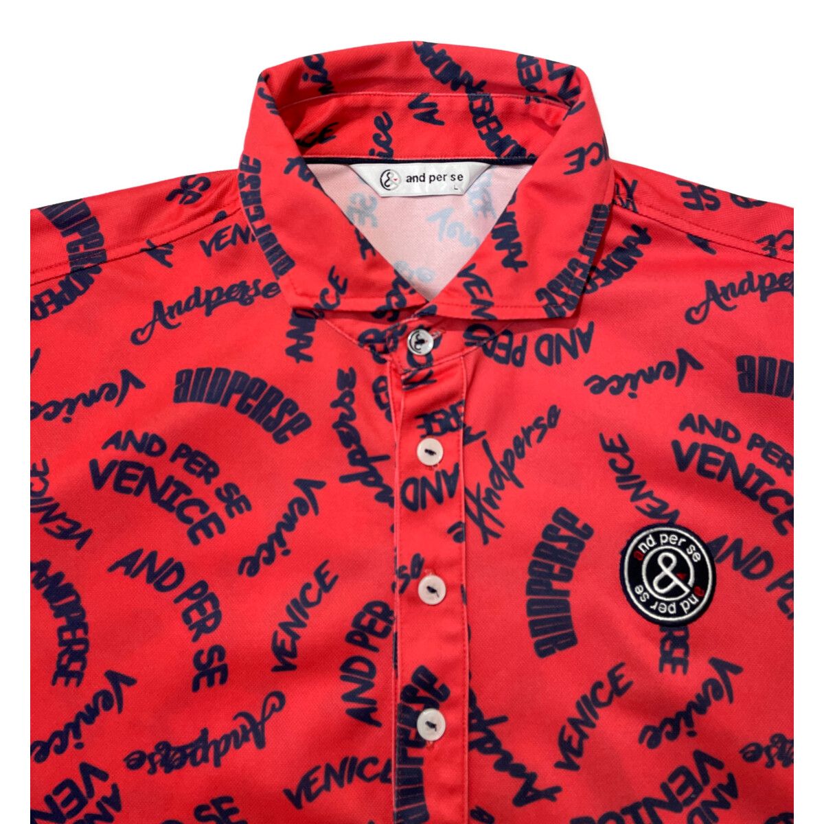 中古 メンズ アンパスィ and per se 半袖ポロシャツ L 白×紺