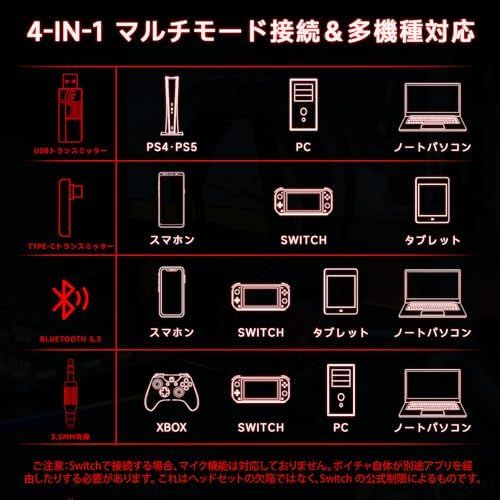 無線ゲーミングヘッドホン 着脱式マイク|ミュート