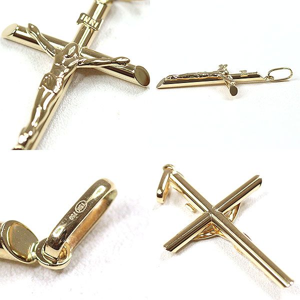 K18YG イエローゴールド 十字架 クロス ペンダントトップ レディース 中古
