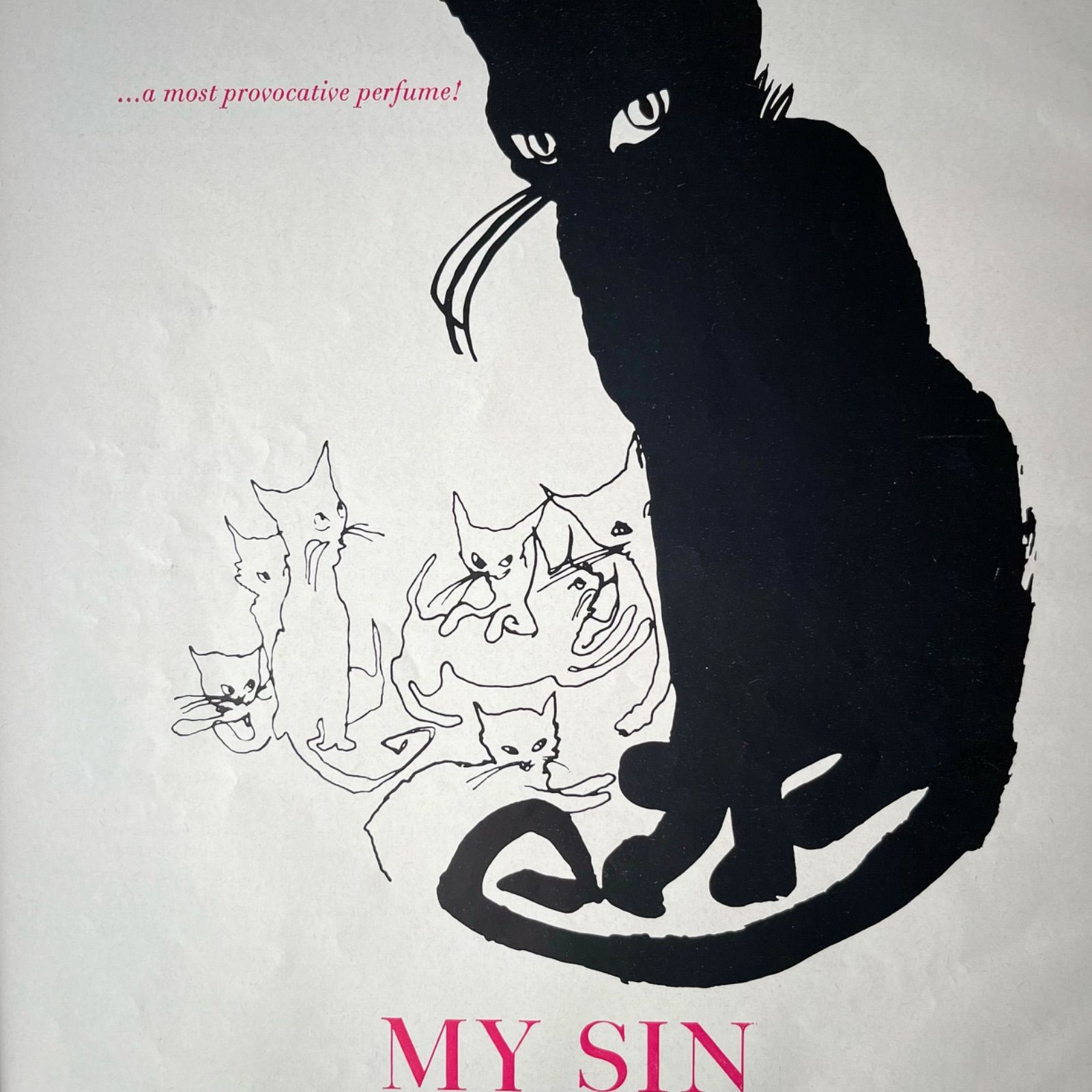 1960 広告＞LANVIN ランバン 黒猫 ポスター ヴィンテージ ビンテージ