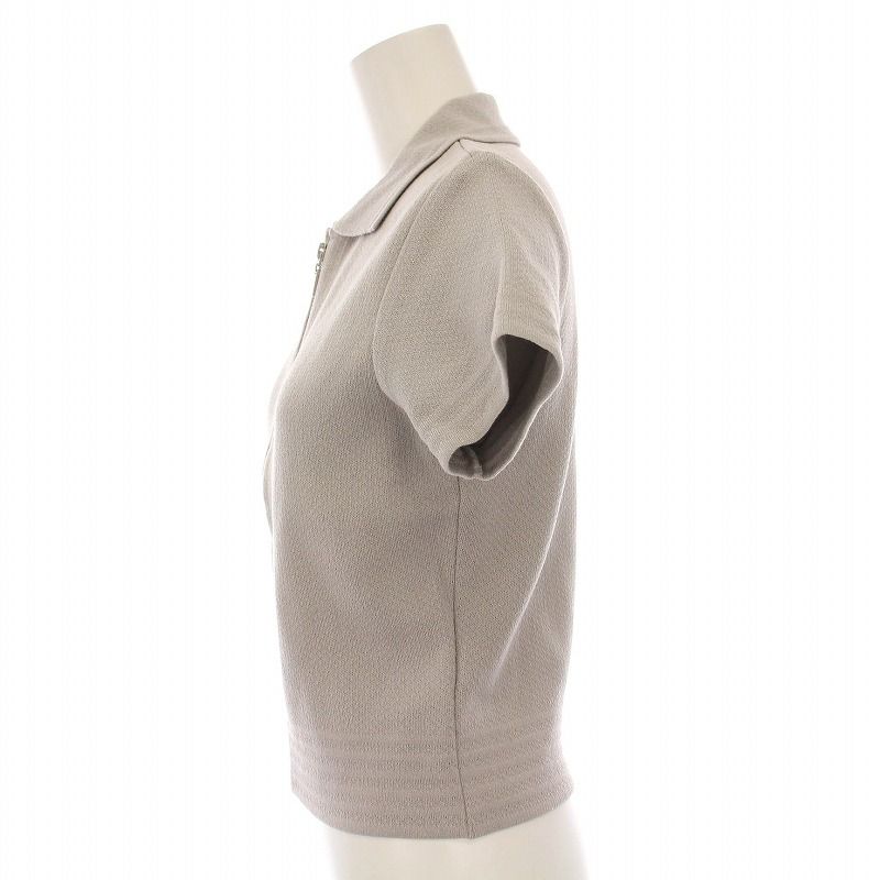 フォクシー FOXEY ニット シャツ ジップアップ 半袖 38 グレー