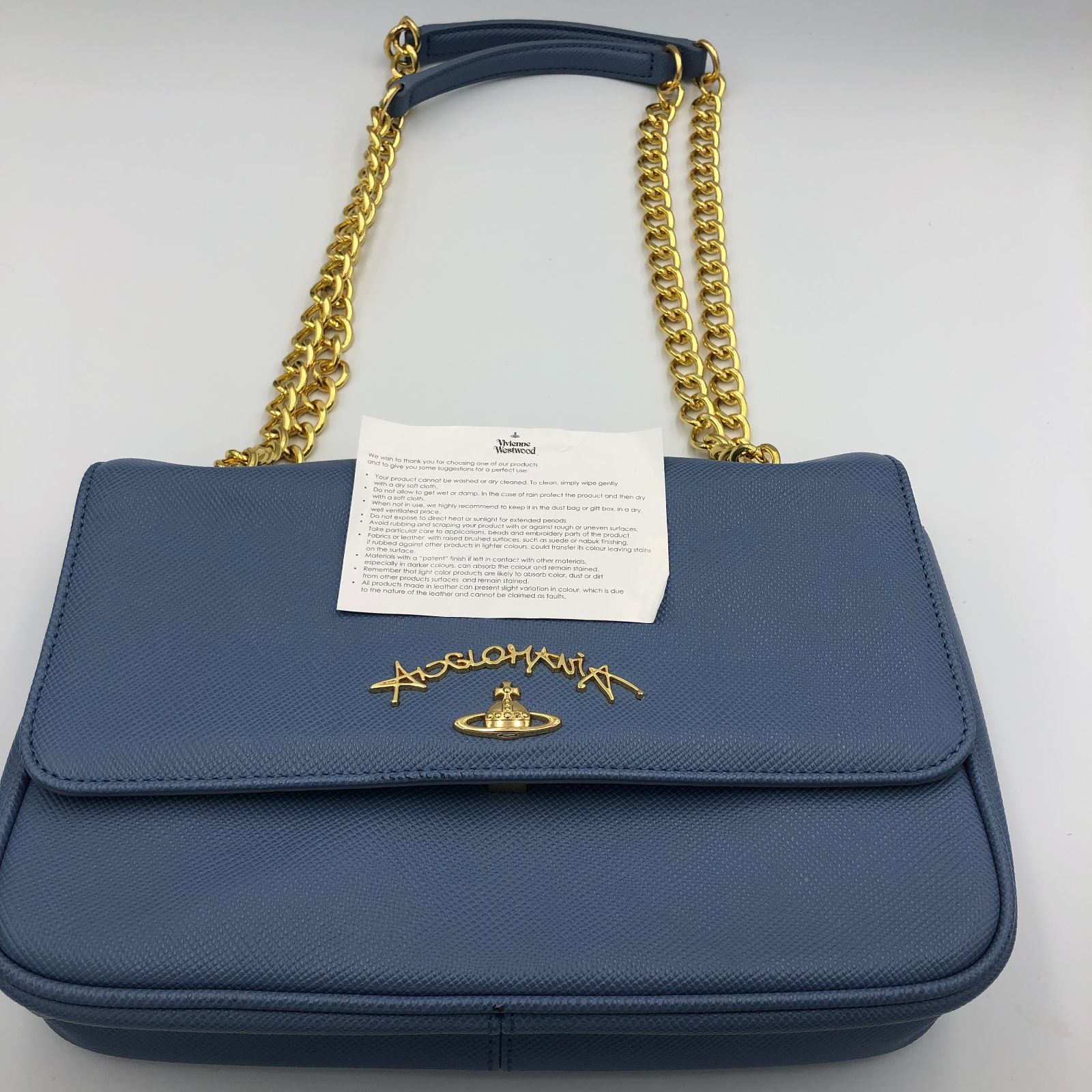 美品】Vivienne Westwood チェーン ショルダーバッグ ブルー - メルカリ