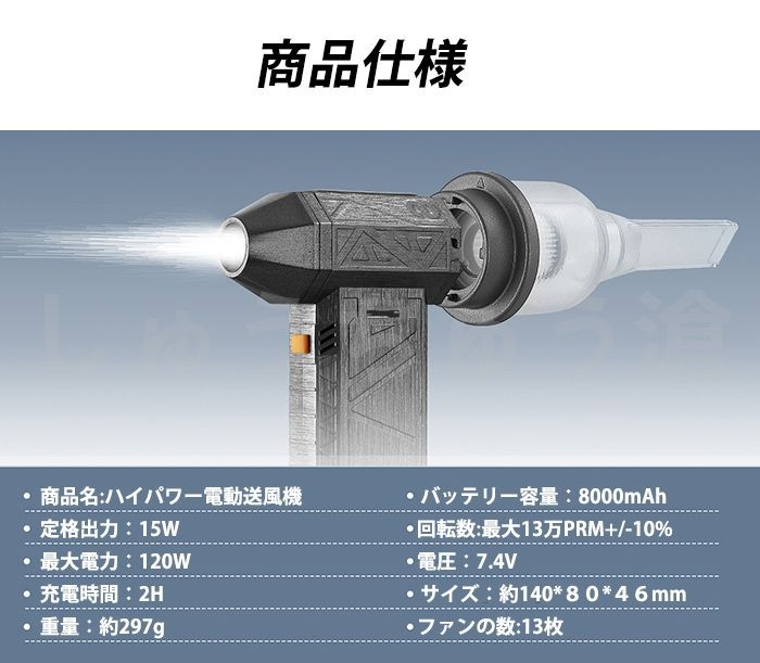 2024最新 夏の対策 洗車 ミニジェットファン ハイパワー電動送風機 ブロワー 強力 ターボジェットファン ペットドライヤー 130000RPM 52M/S 送風機 除雪