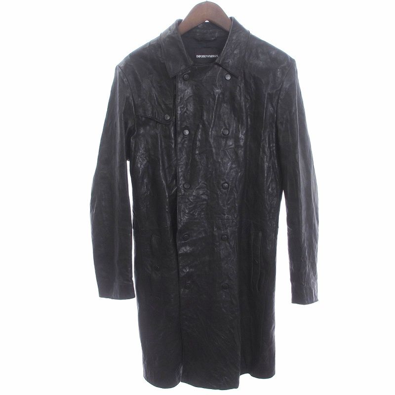 EMPORIO ARMANI 羊革 ラムレザー コート メンズ L相当 エンポリ エンポリオアルマーニ EMPORIO ARMANI ラムレザーコート 羊革 フロント