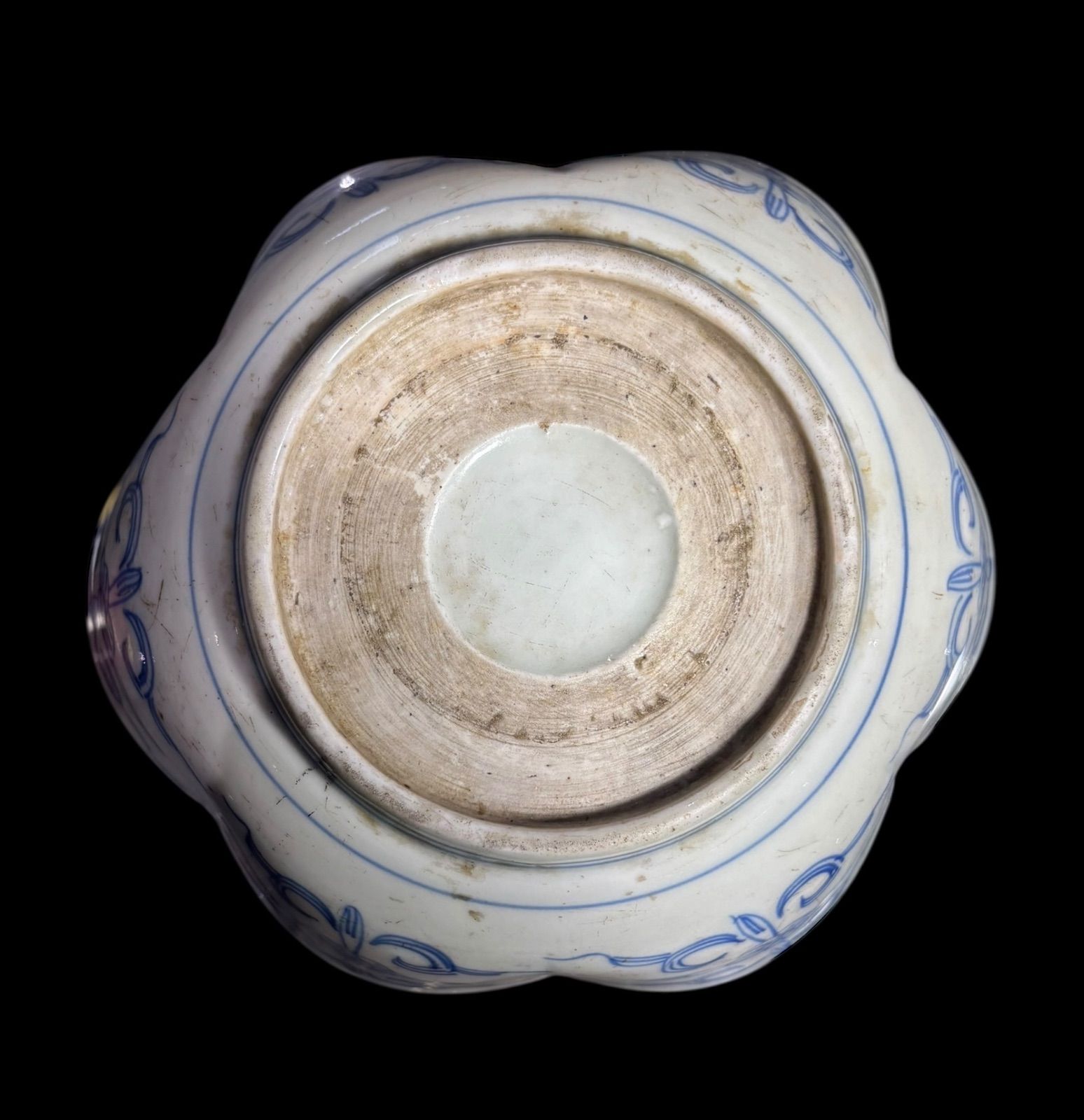ベロ藍 染付 花重ね図 花形鉢 深鉢 鉢 取り皿 飾り皿 和食器 明治 陶器