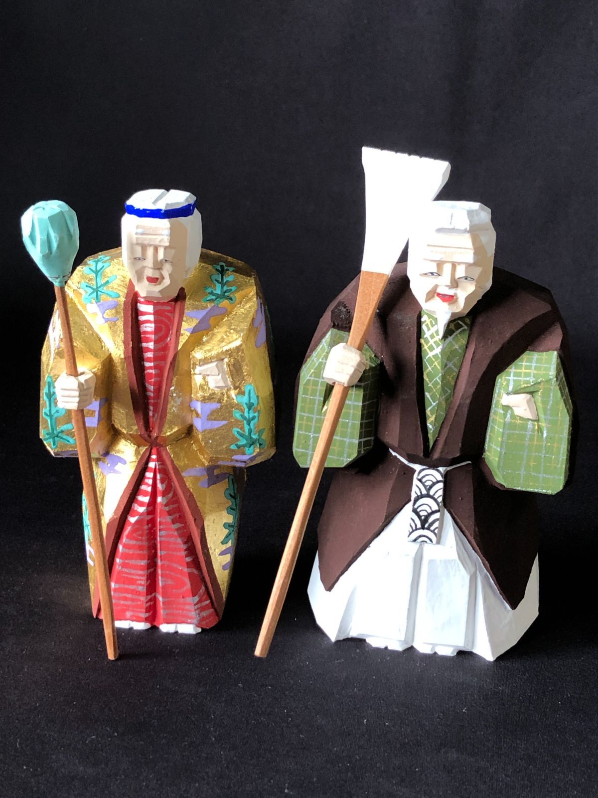 一刀彫 奈良人形 奈良一刀彫 木彫 伝統工芸 高砂 中宮博之作 在