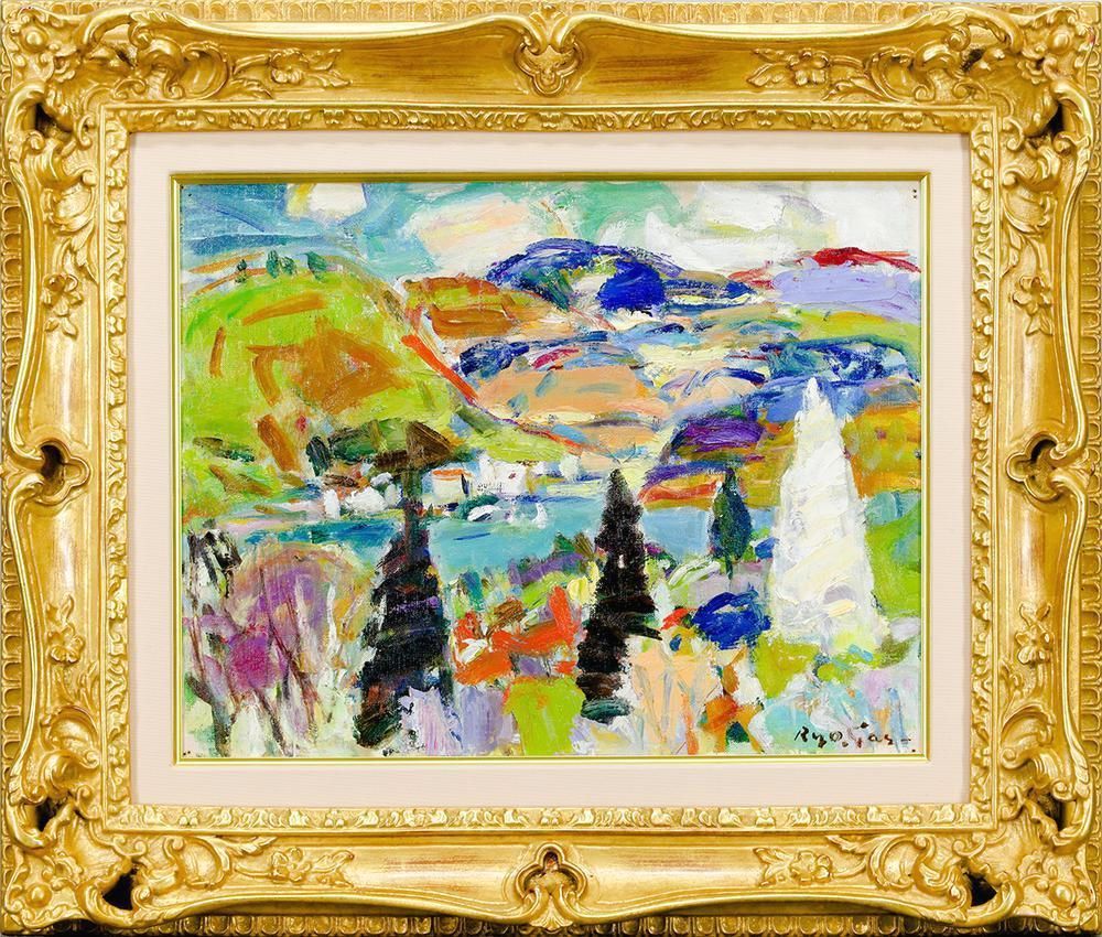 柿田治　【花と静物】油彩 10号　直筆サイン　真作保証 真作】【WISH】笹岡了一「錦秋芦の湖」油彩 6号 証明シール