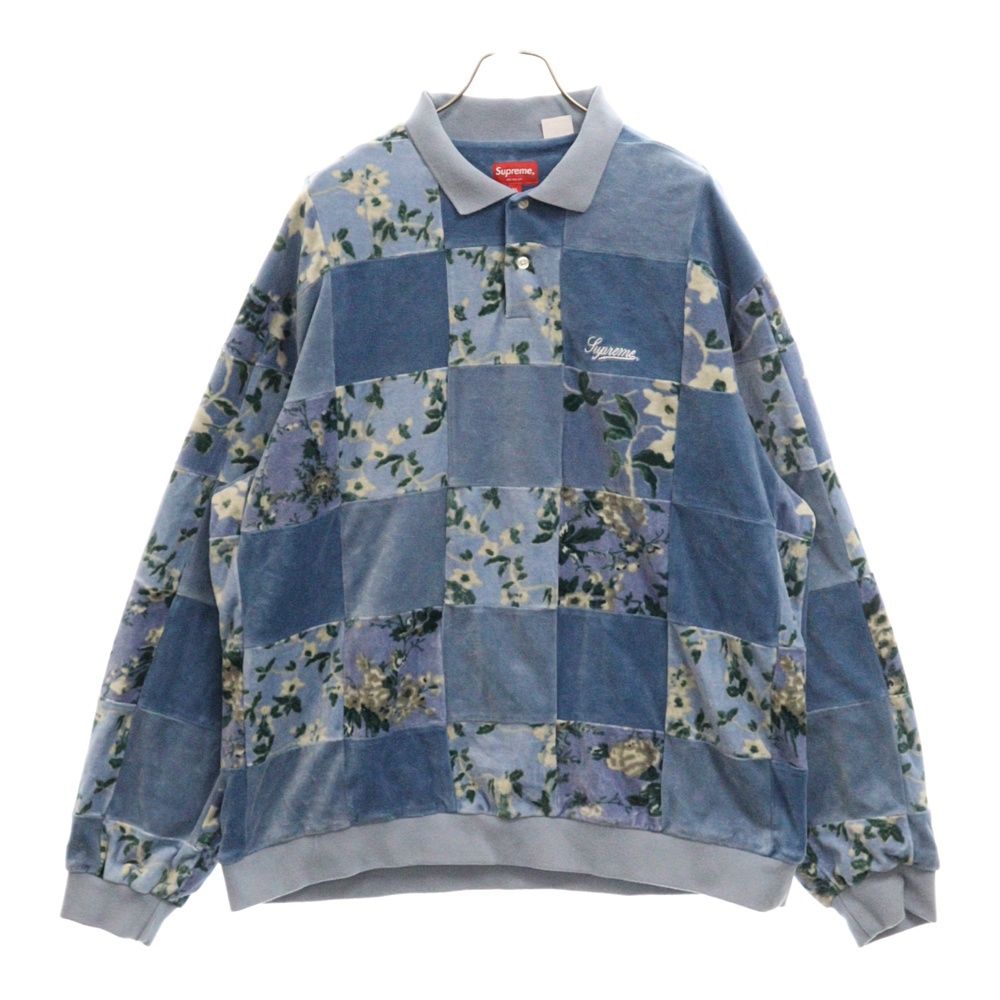 SUPREME (シュプリーム) 21AW Floral Patchwork Velour L/S Polo 