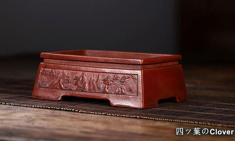 長方鉢 中国宜興 紫砂の鉢 盆栽鉢 植木鉢 小品盆栽鉢 大品