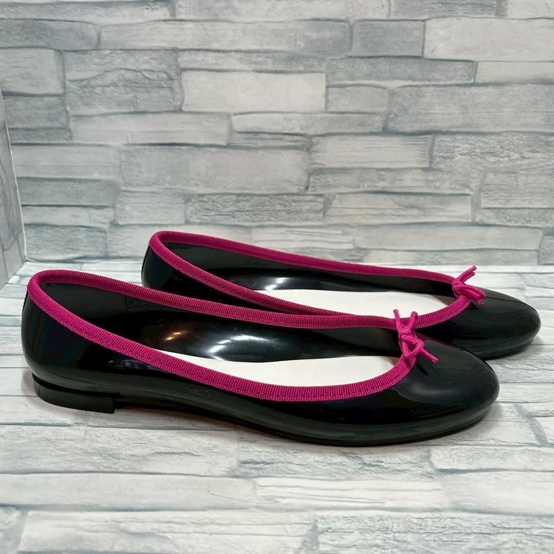 repetto レペット 38 フラットシューズ ブラック ピンクリボン KIN-KAAI_COM