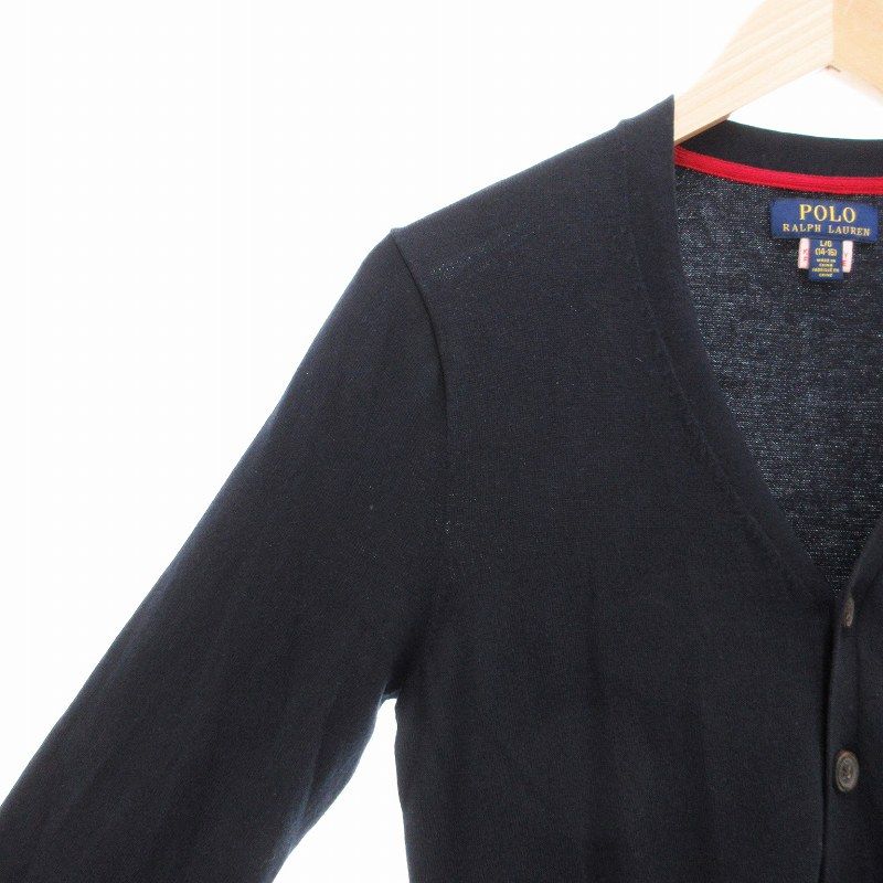 【ポロラルフローレン】レディース　カーディガン　長袖　ネイビー　紺　 刺繍　S ポロラルフローレンPOLO RALPH LAUREN エンブレム刺繍ウール