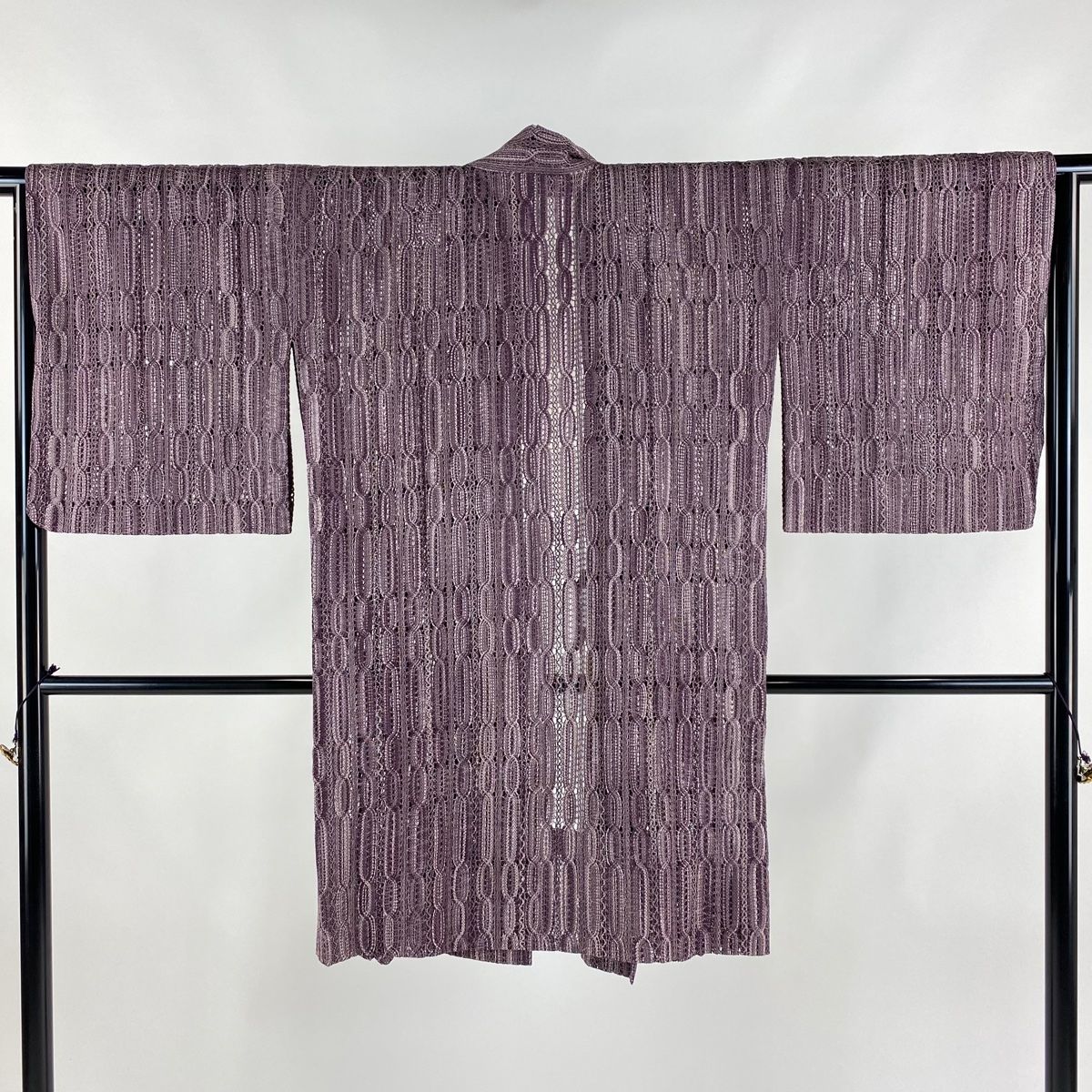 道行 身丈102.5cm 裄丈64.5cm M 和装コート 角衿 地紋 裾ぼかし 紫  