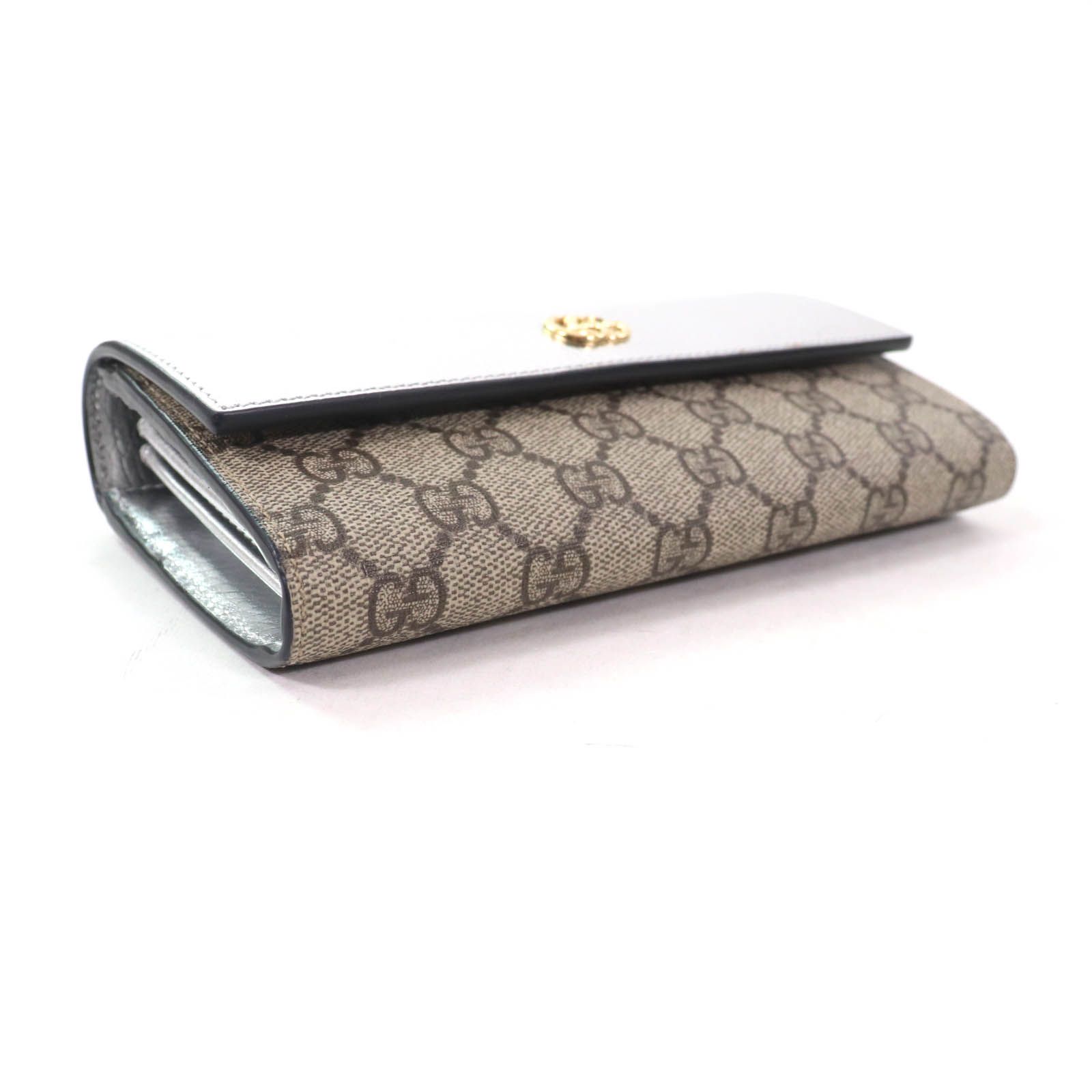 グッチ GGマーモント GGスプリーム PVCロング財布 GUCCI - GUCCI グッチ GGマーモント GGスプリーム 三つ折り財布