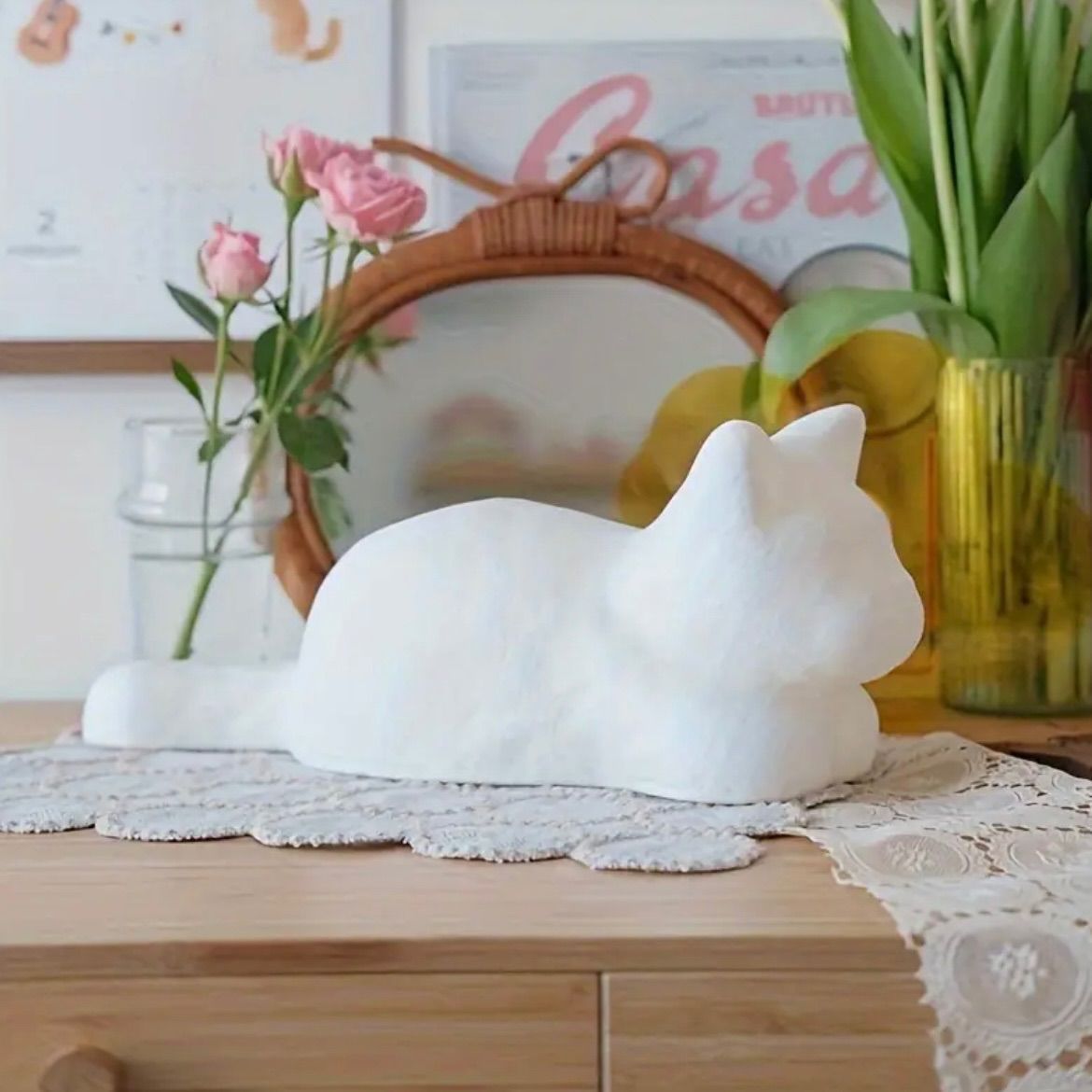 ナイトライト 猫モチーフ かわいい間接照明 テーブル
