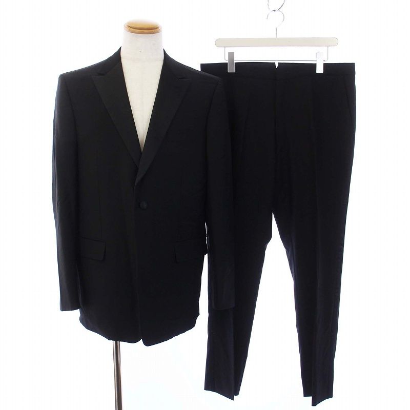 ヨウジヤマモト YOHJI YAMAMOTO シングルスーツ セットアップ 上下 テーラードジャケット パンツ スラックス 52 XXL 黒 ブラック SX-X37-111 /KH