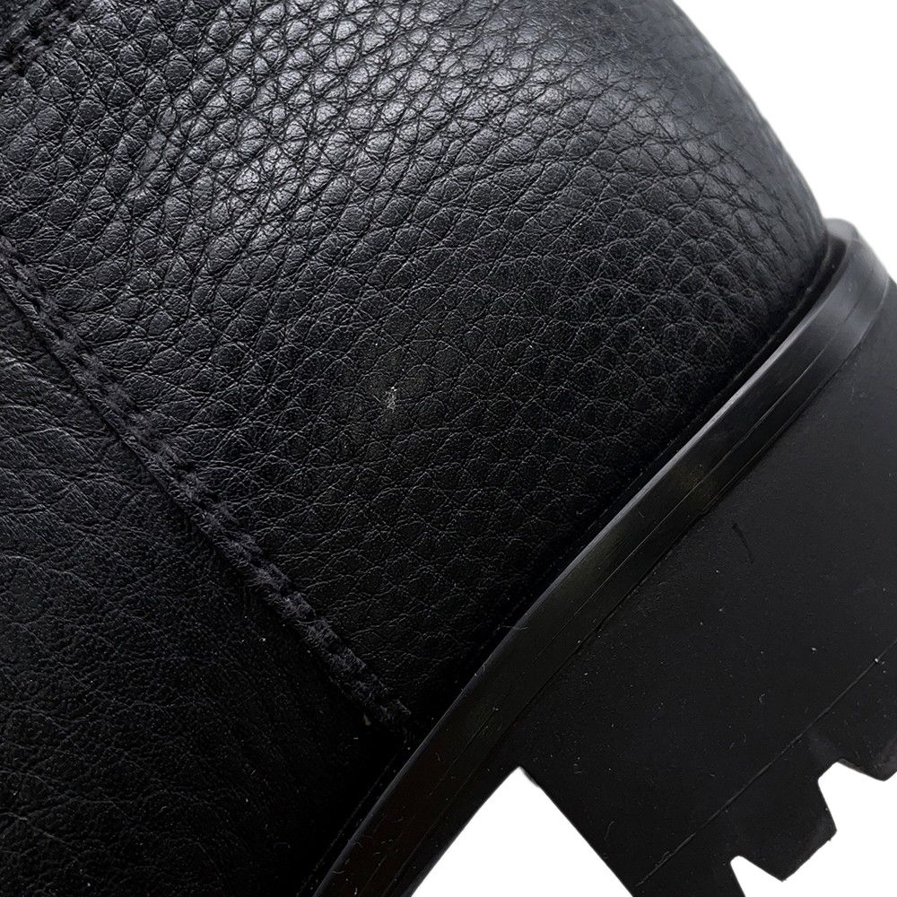 プラダ ブーツ レザー ロゴ レディースサイズ37 1|2 PRADA 靴 ロングブーツ 黒 KIN-KAAI_COM