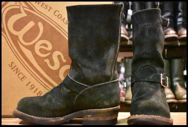 【7E 箱付 良品 12年】WESCO ウエスコ カスタムボス ブラックラフアウト ビブラム430シングル 10インチハイト 黒 ブーツ BOSS HOPESMORE【FA463】