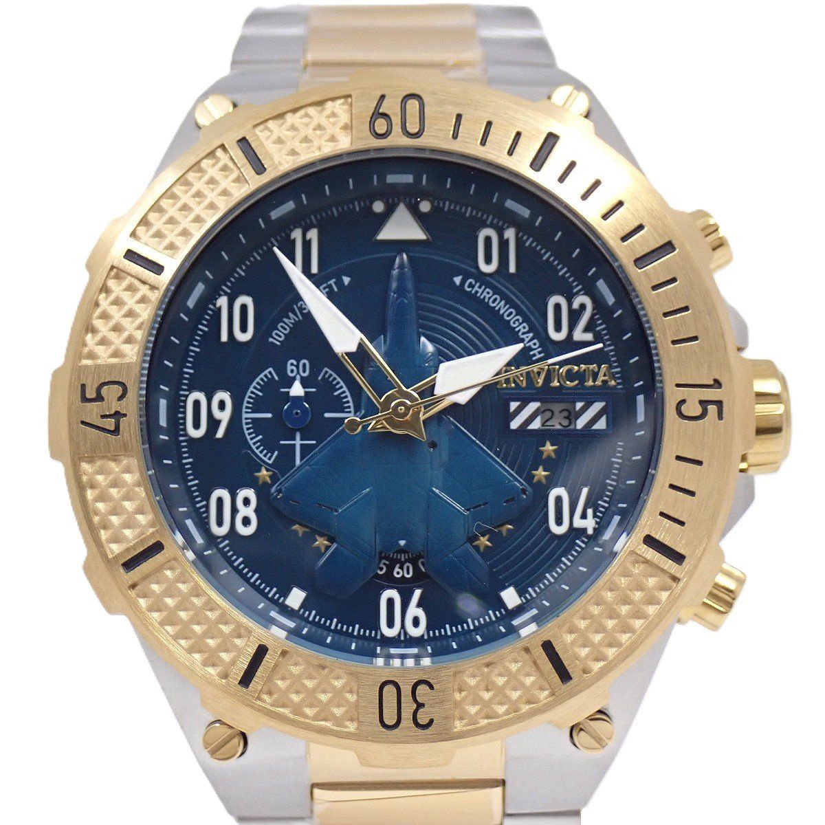 INVICTA インビクタ アビエイター クロノグラフ クォーツ メンズ 腕時計 コンビ 青文字盤 39904 いおき質店