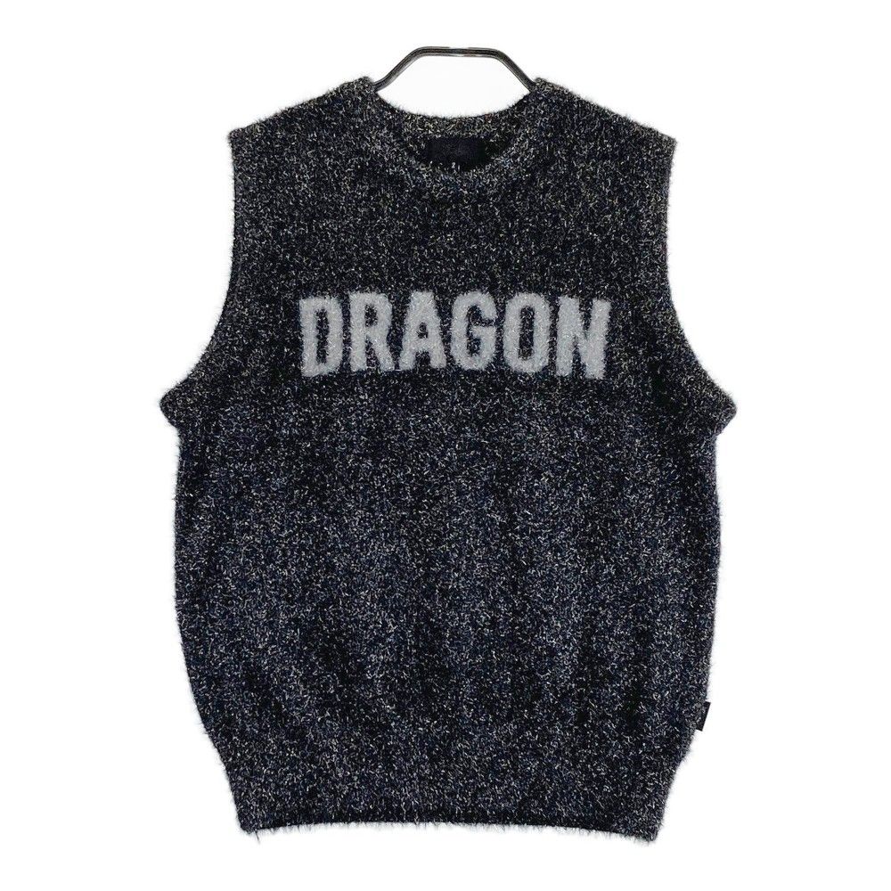 サイズ：2 DANCE WITH DRAGON ダンスウィズドラゴン 2024年モデル ニットベスト ラメ入り ロゴ  ブラック系 [240101469866] ゴルフウェア レディース ストスト サイズ：2 DANCE WITH DRAGON ダンスウィズドラゴン 2024年