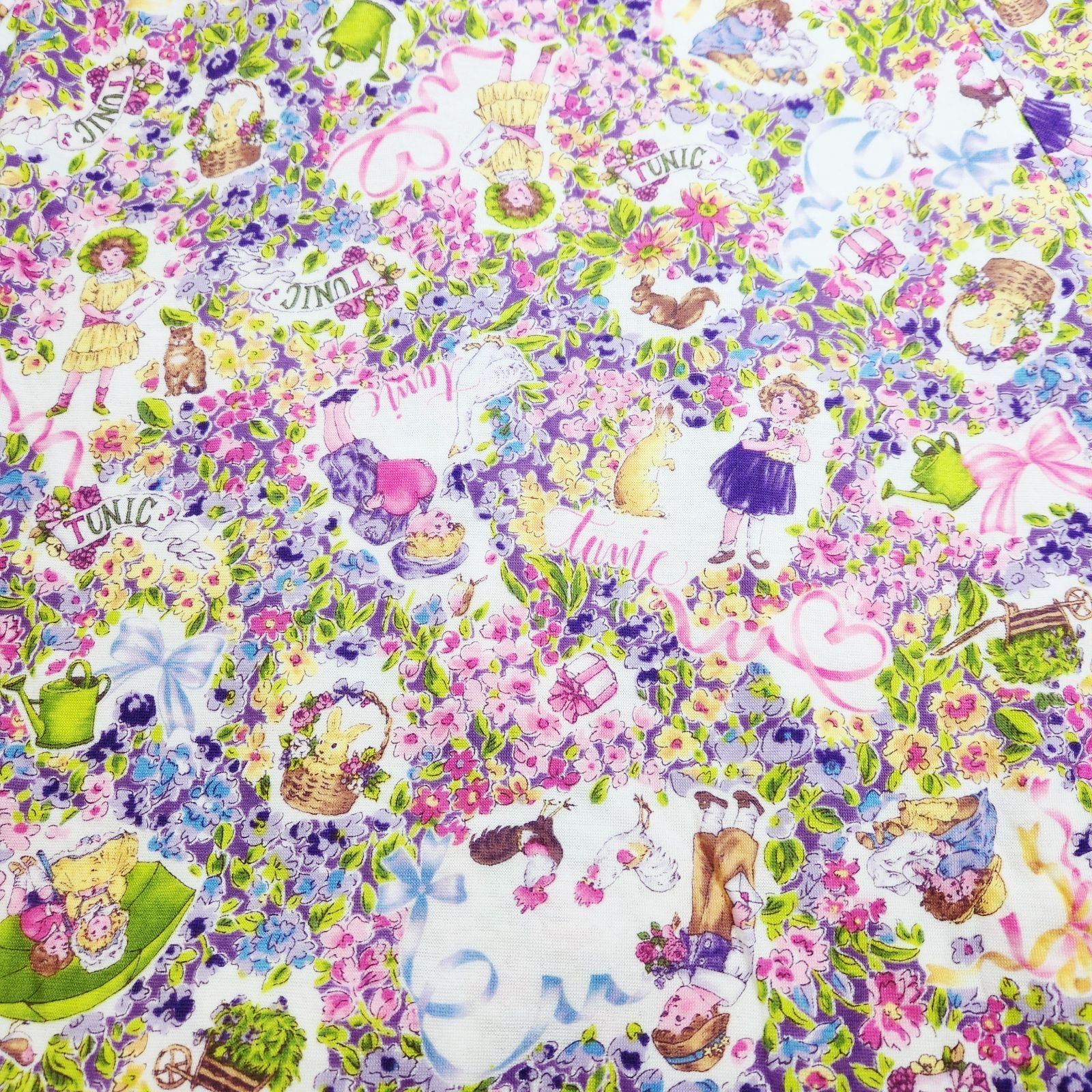 新品 鴨居羊子パジャマ TUNIC 秋 冬物 襟付き全開パジャマ 60接結小花メルヘン 29327 パープル色 ミニマリズム