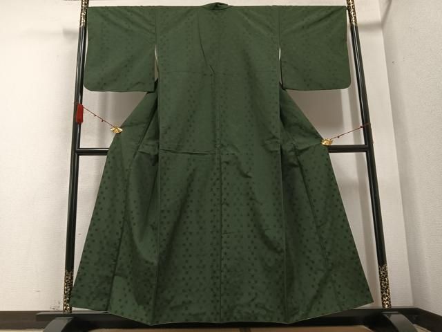 平和屋着物 花織 お召 色無地 藍海松茶色 正絹 AABB0375ph