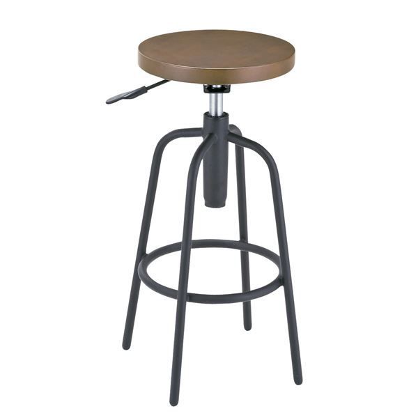カウンタースツール(バーチェア/カウンターチェア) 単品 【ブラウン】 360度回転/座面昇降式 脚置き付き 【完成品】