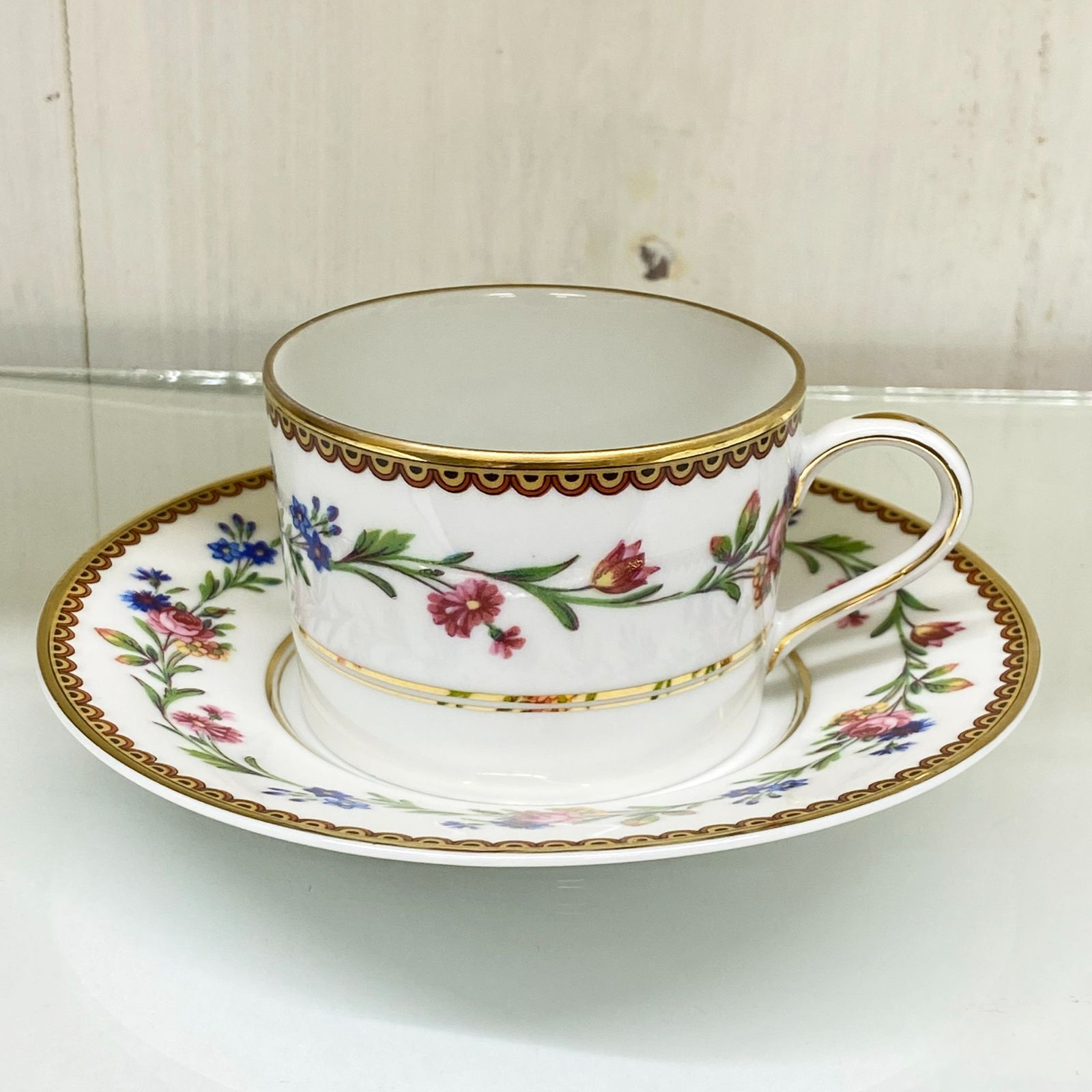 リモージュ Raynaud ピンク花柄 ティー3点セット 仏製 2個セット