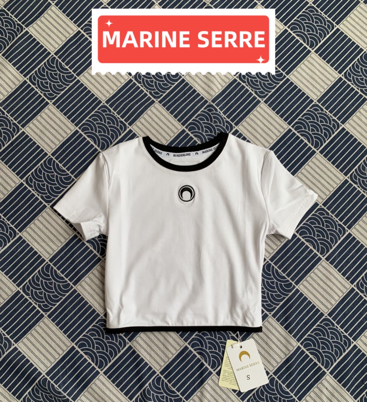 Marine Serre半袖Tシャツ  超ショートサマーTシャツ  白