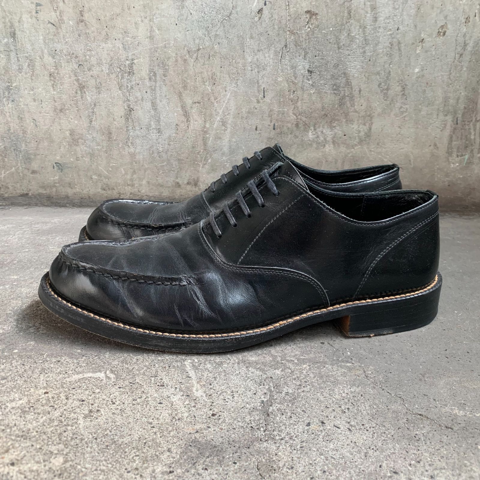 COMME des GARCONS HOMME レザーシューズ Uチップ 内羽根 ブラック 
