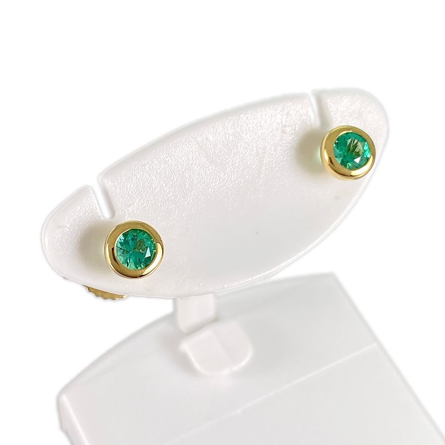 【極美品】ティファニー カラー バイザヤード エメラルド ピアス 6574 ティファニー TIFFANY&Co. バイザヤード K18YG エメラルド