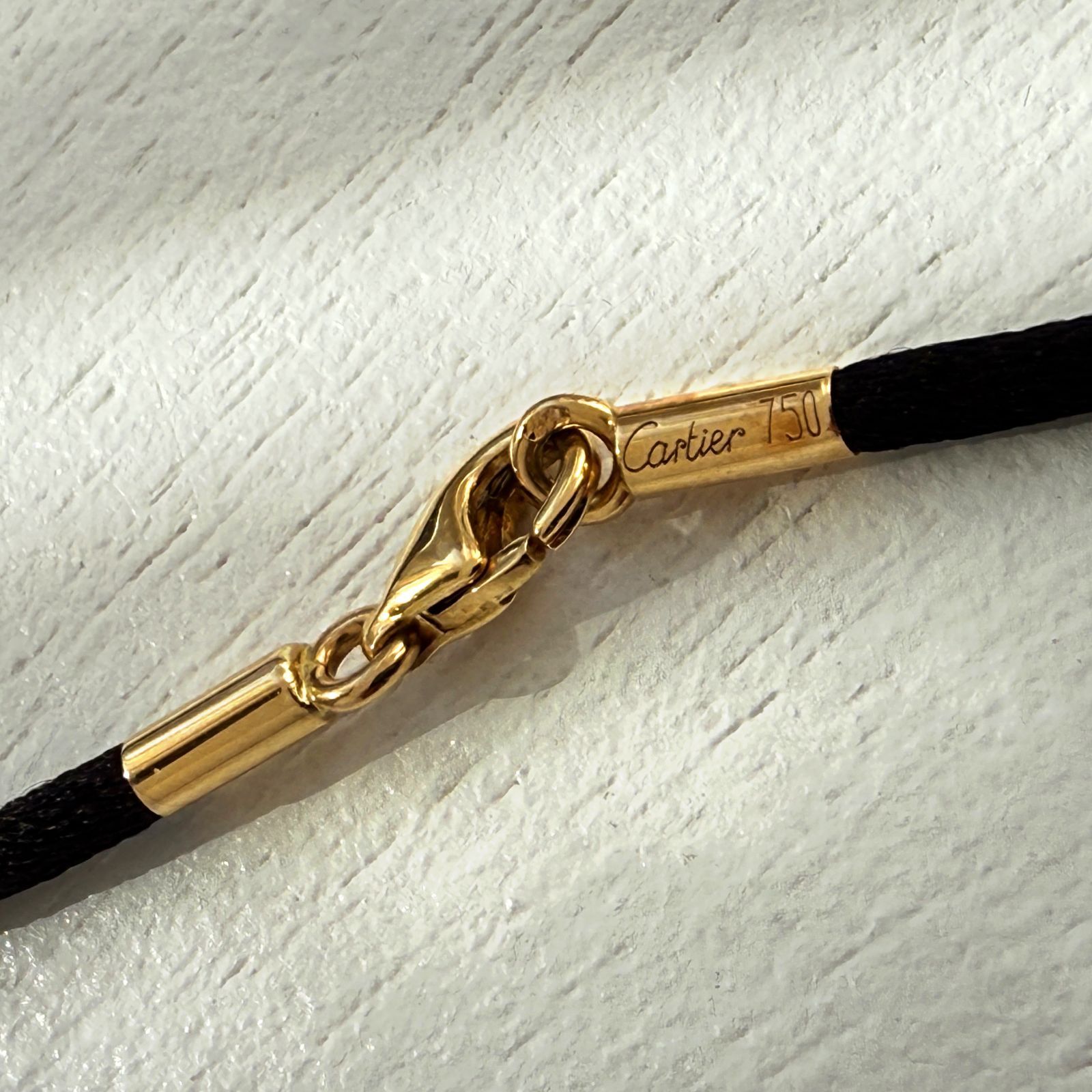 Cartier ❤️ Black Cord Choker 750 K18YG cordon noir or jaune 