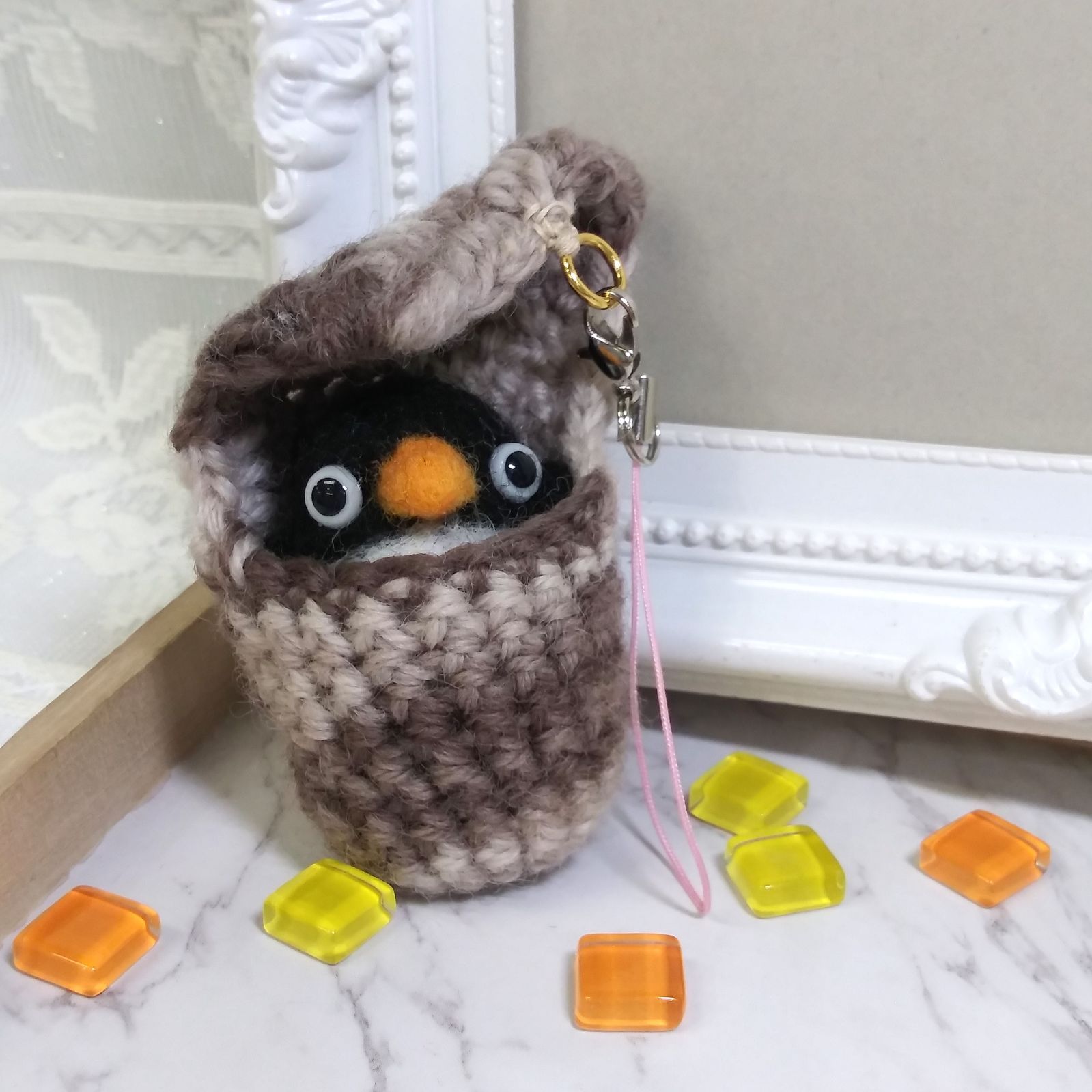 ミノムシペンギン 羊毛フェルト ハンドメイド oh-02241 - メルカリ