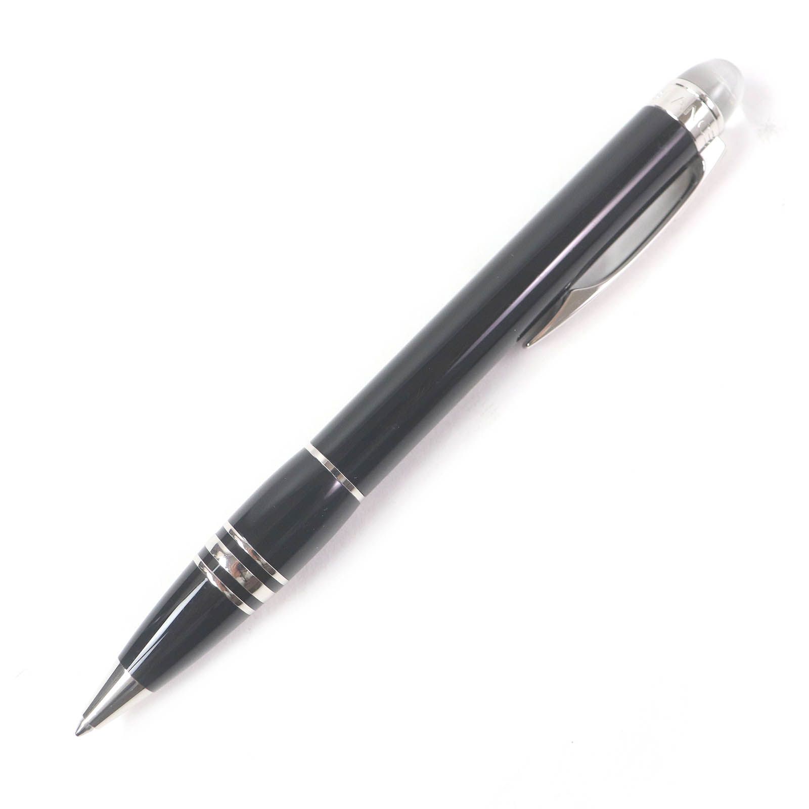 □MONTBLANC モンブラン プレシャスレジン スターウォーカー ホワイトスター ツイスト式 ボールペン ブラック シルバー ドイツ製 メンズ