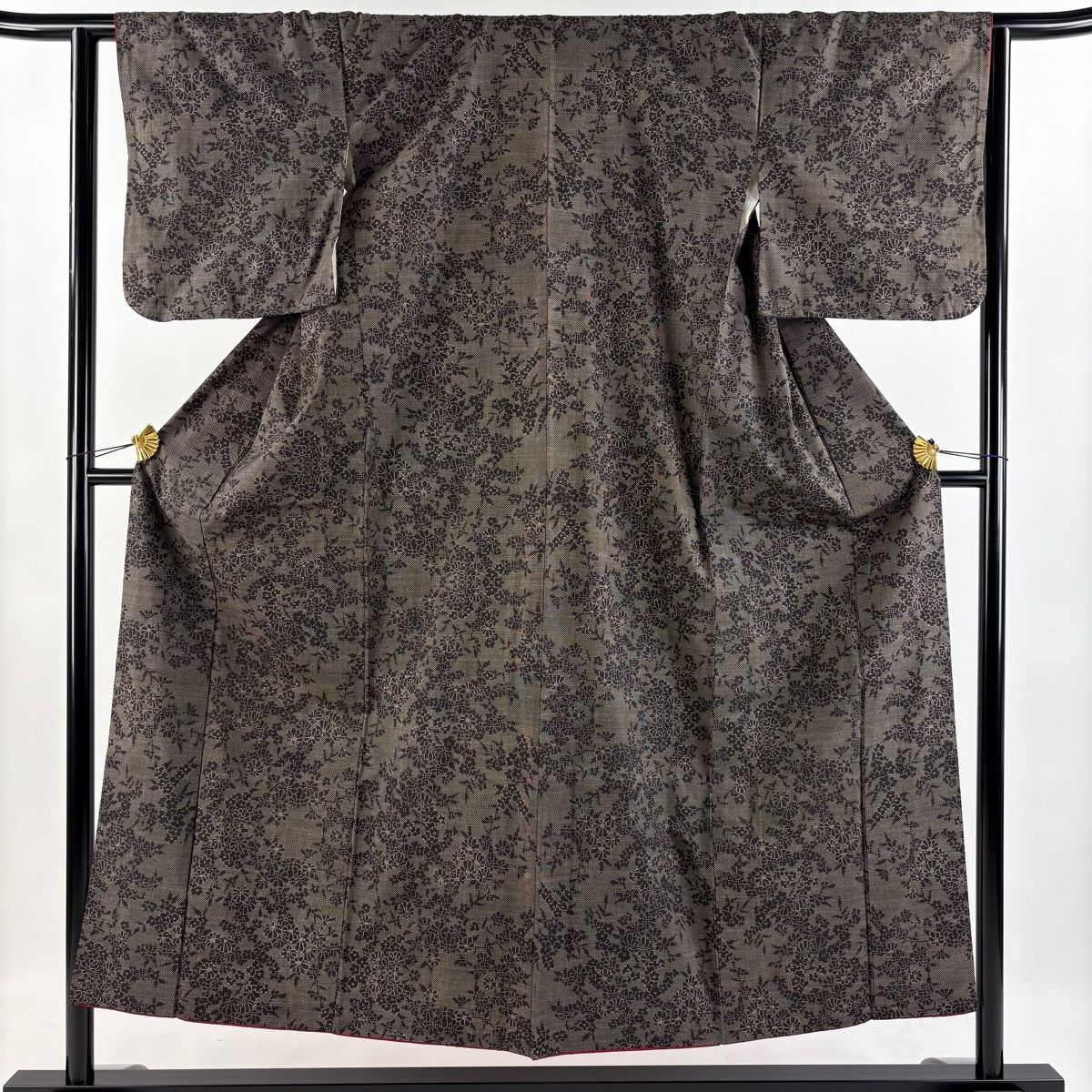 大島紬 美品 逸品 証紙 華文 焦茶色 袷 身丈169.5cm 裄丈70.5